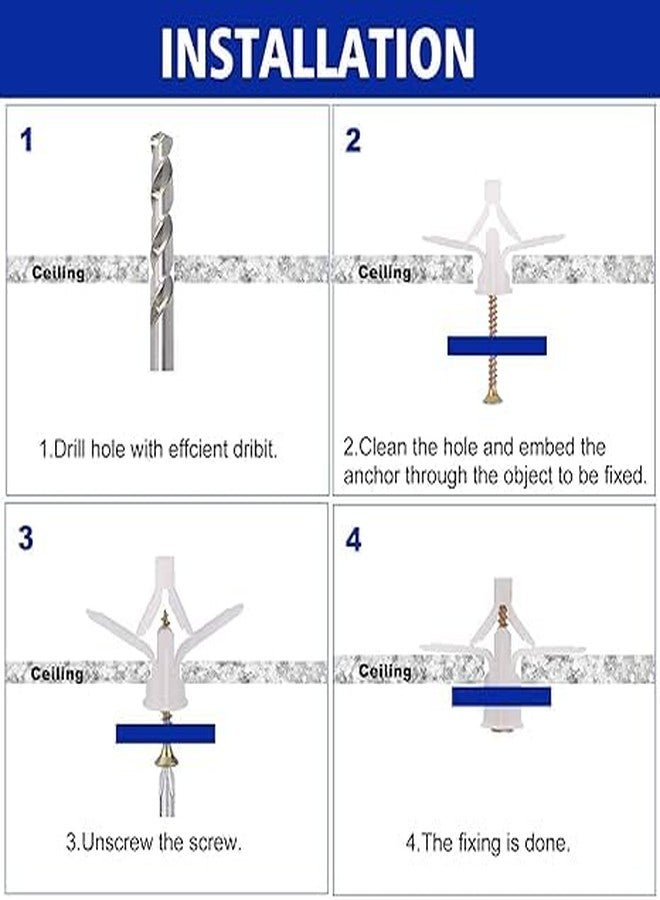 TheMujtaba Toggle Drywall Anchor - Butterfly Nylon Plug 10X32 mm (Color-White) (50) - Image 5
